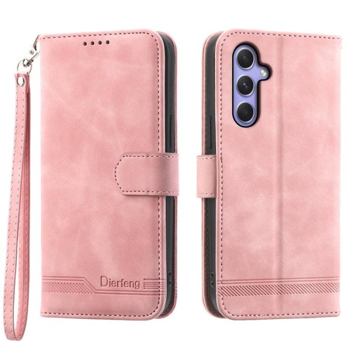DIERFENG - DIERFENG DF-03 Samsung Galaxy A55 5G Fodral Äkta läder - Rosa