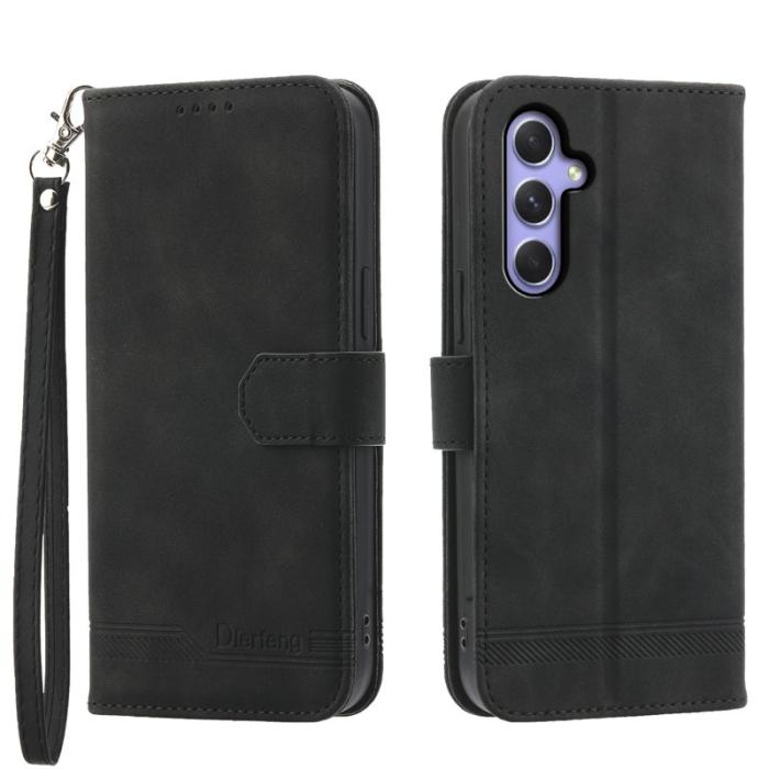 DIERFENG - DIERFENG DF-03 Samsung Galaxy A55 5G Fodral Äkta läder - Svart