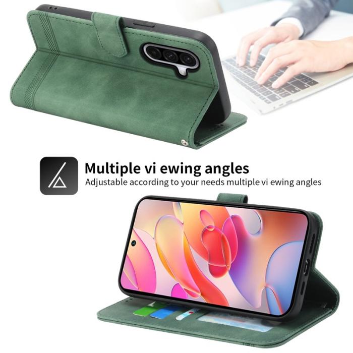 DIERFENG - DIERFENG DF-03 Samsung Galaxy A56 5G Fodral Äkta läder - Grön