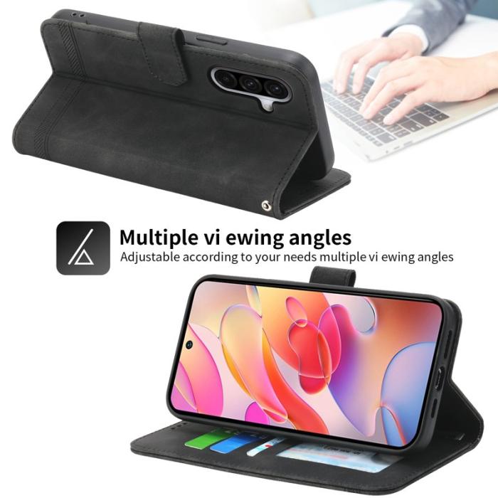 DIERFENG - DIERFENG DF-03 Samsung Galaxy A56 5G Fodral Äkta läder - Svart