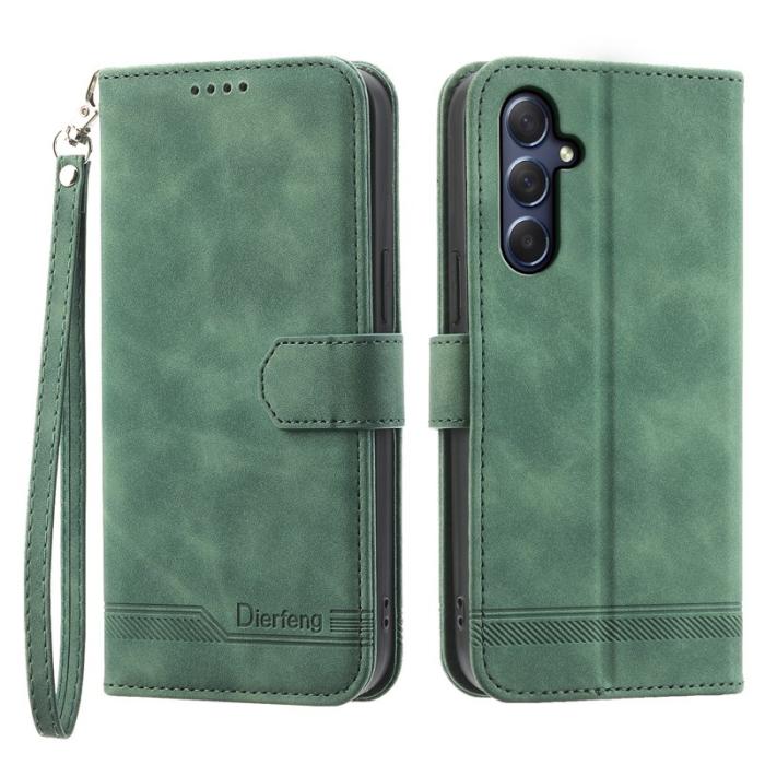 DIERFENG - DIERFENG DF-03 Samsung Galaxy M54 5G Fodral Äkta läder - Grön