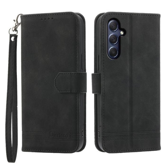 DIERFENG - DIERFENG DF-03 Samsung Galaxy M54 5G Fodral Äkta läder - Svart