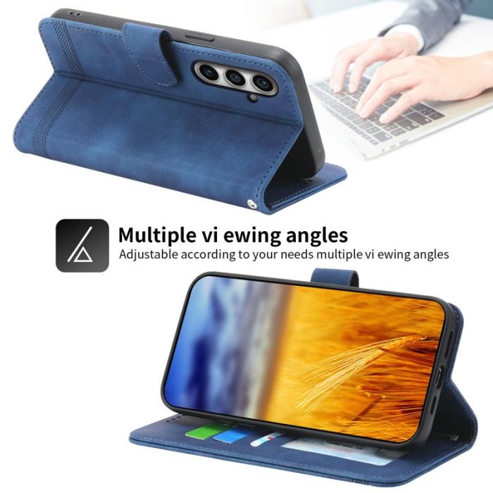 DIERFENG - DIERFENG DF-03 Samsung Galaxy S23 FE Fodral Äkta läder - Blå