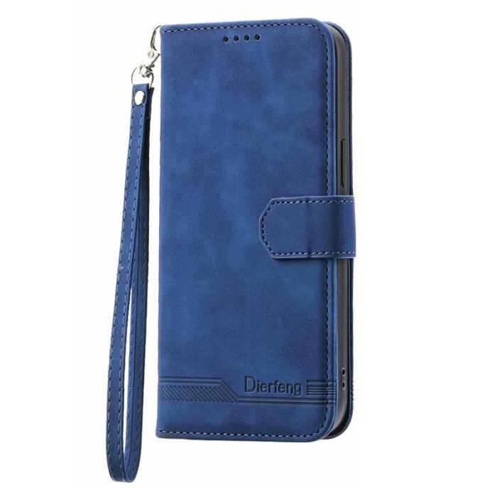 DIERFENG - DIERFENG DF-03 Samsung Galaxy S23 FE Fodral Äkta läder - Blå