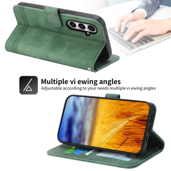 DIERFENG - DIERFENG DF-03 Samsung Galaxy S23 FE Fodral Äkta läder - Grön