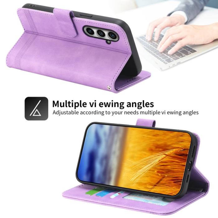 DIERFENG - DIERFENG DF-03 Samsung Galaxy S23 FE Fodral Äkta läder - Lila