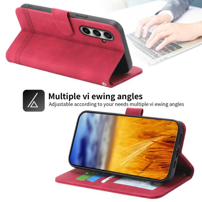 DIERFENG - DIERFENG DF-03 Samsung Galaxy S23 FE Fodral Äkta läder - Röd