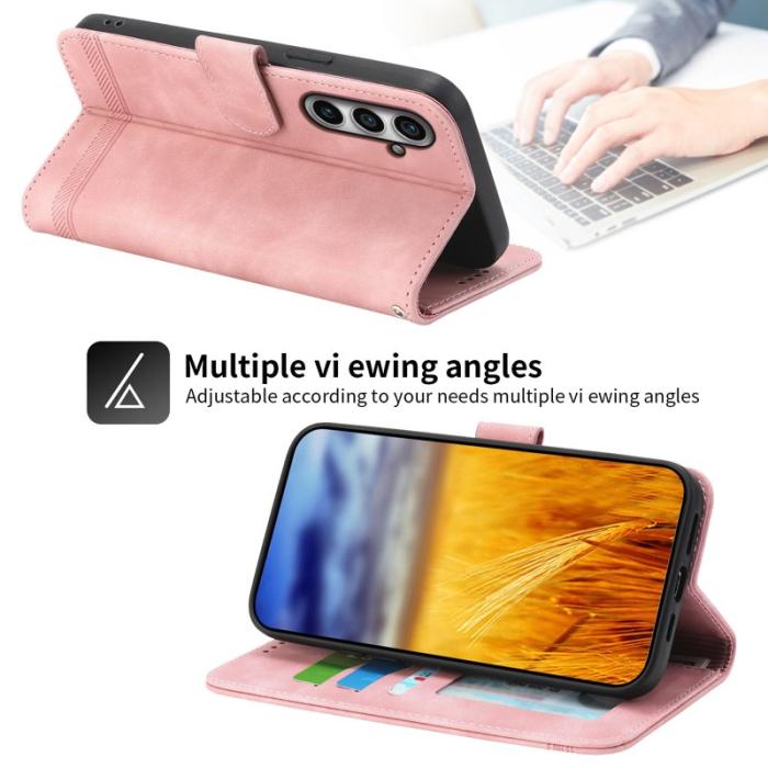 DIERFENG - DIERFENG DF-03 Samsung Galaxy S23 FE Fodral Äkta läder - Rosa