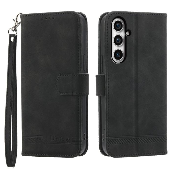 DIERFENG - DIERFENG DF-03 Samsung Galaxy S23 FE Fodral Äkta läder - Svart