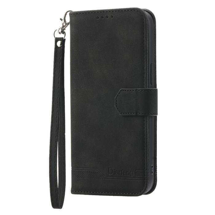 DIERFENG - DIERFENG DF-03 Samsung Galaxy S23 FE Fodral Äkta läder - Svart
