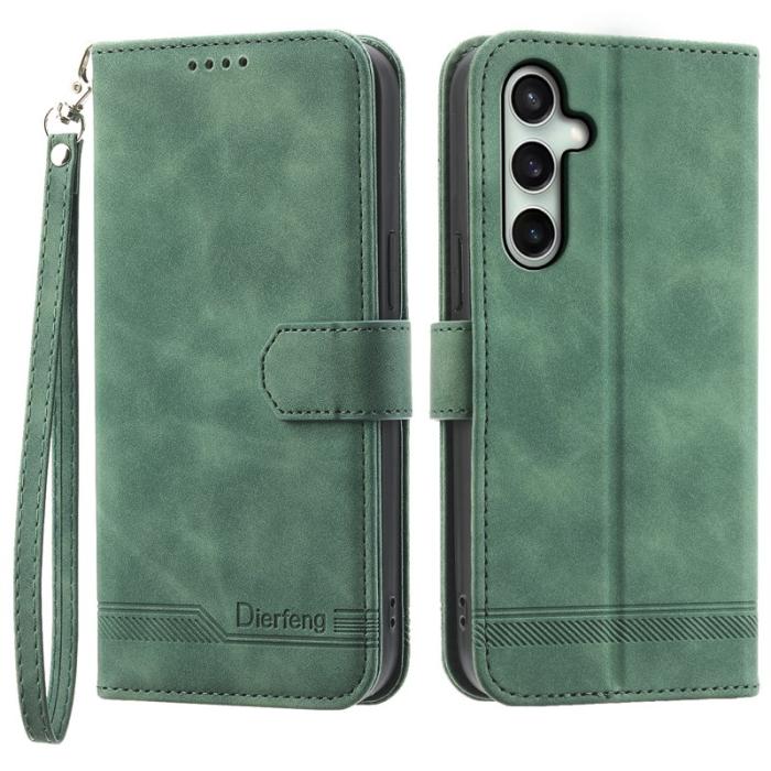 DIERFENG - DIERFENG DF-03 Samsung Galaxy S24 FE Fodral Äkta läder - Grön