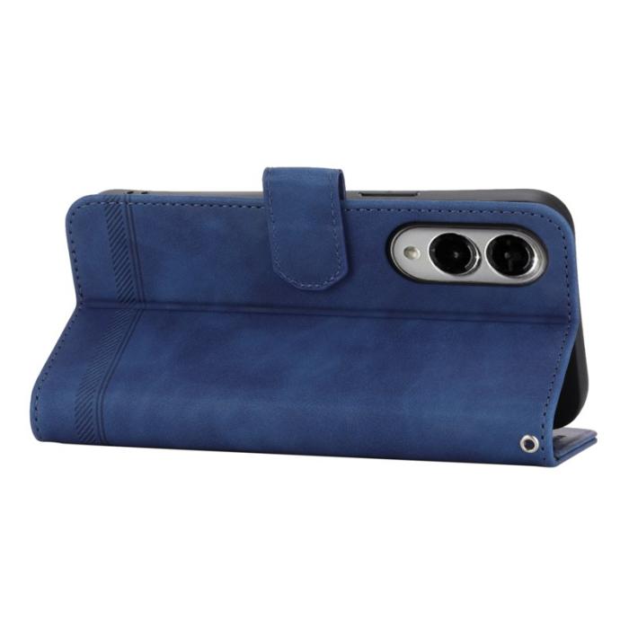 DIERFENG - DIERFENG DF-03 Samsung Galaxy S25 Edge Fodral Äkta läder - Blå