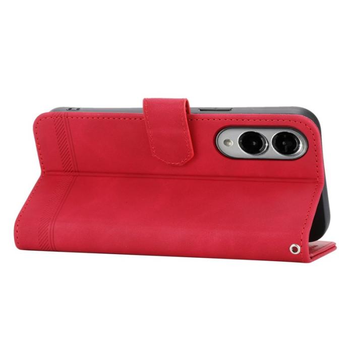 DIERFENG - DIERFENG DF-03 Samsung Galaxy S25 Edge Fodral Äkta läder - Röd