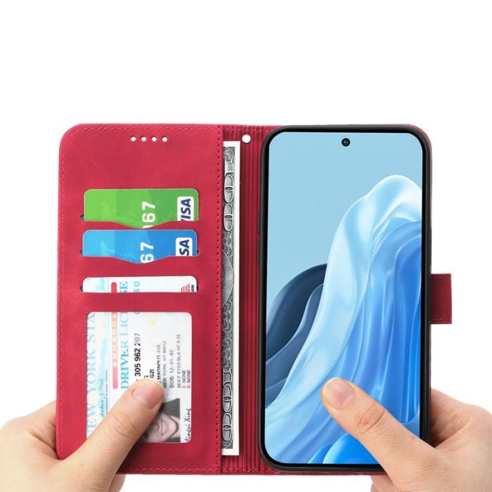DIERFENG - DIERFENG DF-03 Samsung Galaxy S25 Edge Fodral Äkta läder - Röd