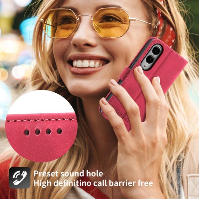 DIERFENG - DIERFENG DF-03 Samsung Galaxy S25 Edge Fodral Äkta läder - Röd