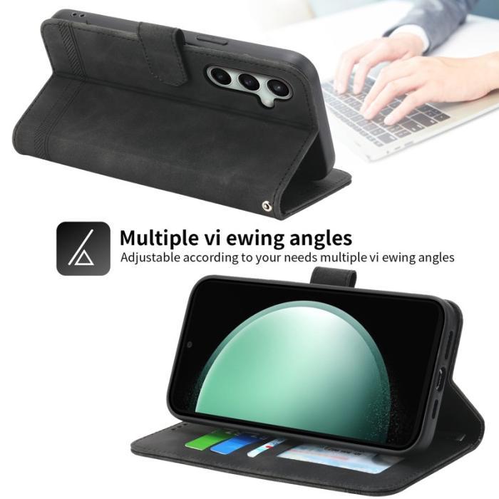 DIERFENG - DIERFENG DF-03 Samsung Galaxy S25 FE Fodral Äkta läder - Svart