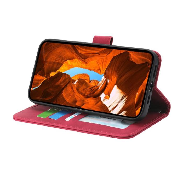 DIERFENG - DIERFENG DF-03 Samsung Galaxy S25+ Fodral Äkta läder - Röd