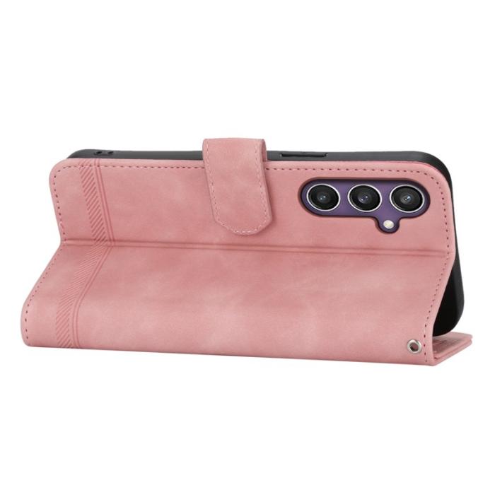 DIERFENG - DIERFENG DF-03 Samsung Galaxy S25 Fodral Äkta läder - Rosa