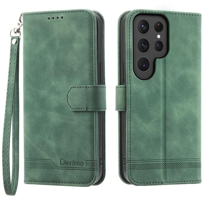 DIERFENG - DIERFENG DF-03 Samsung Galaxy S25 Ultra Fodral Äkta läder - Grön