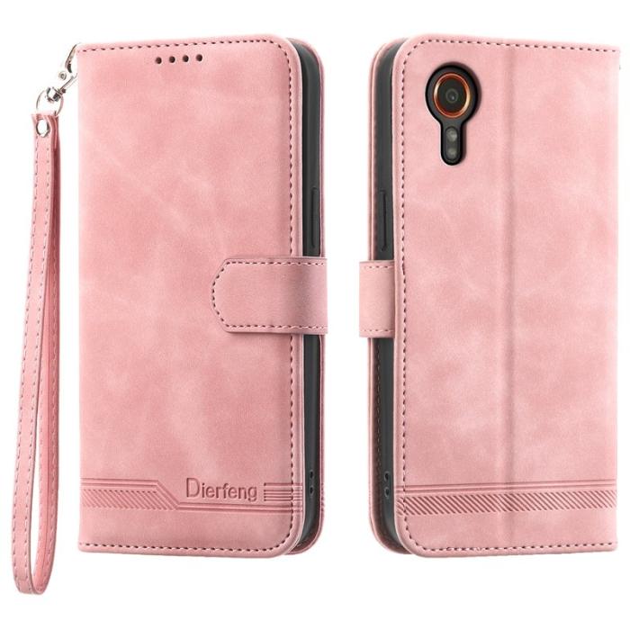 DIERFENG - DIERFENG DF-03 Samsung Galaxy Xcover7 Fodral - Äkta läder - Pink