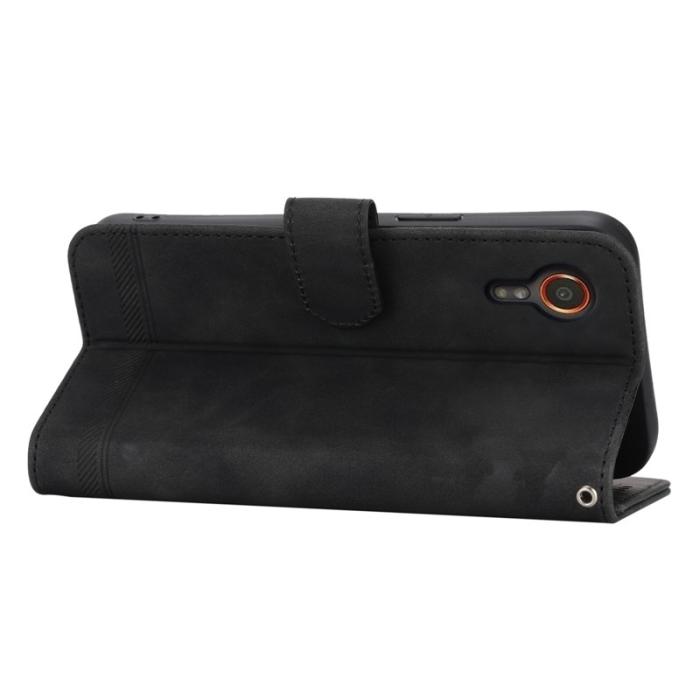 DIERFENG - DIERFENG DF-03 Samsung Galaxy Xcover7 Fodral - Äkta läder - Svart