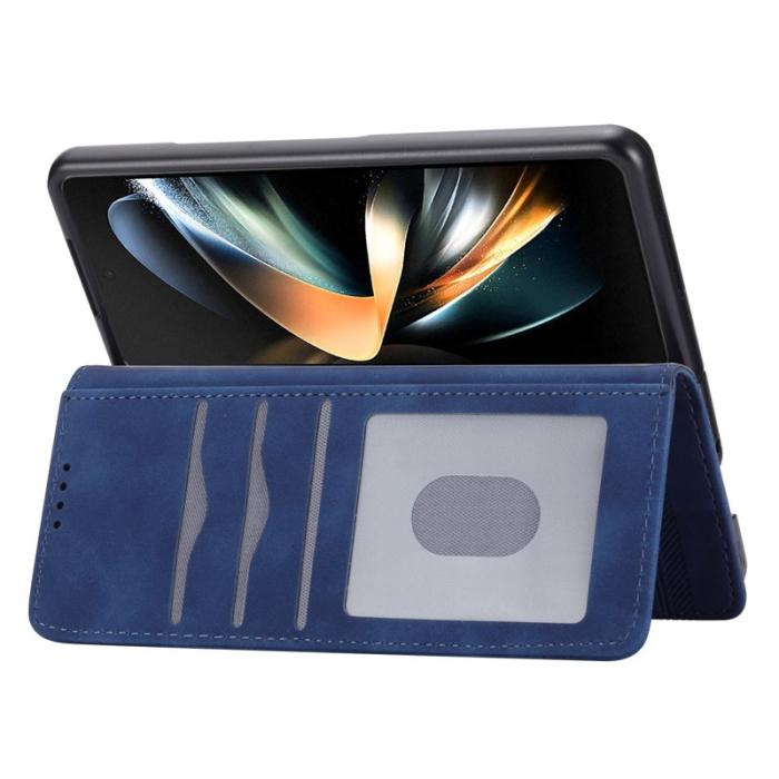 DIERFENG - DIERFENG DF-03 Samsung Galaxy Z Fold6 5G Fodral - Äkta läder - Blå