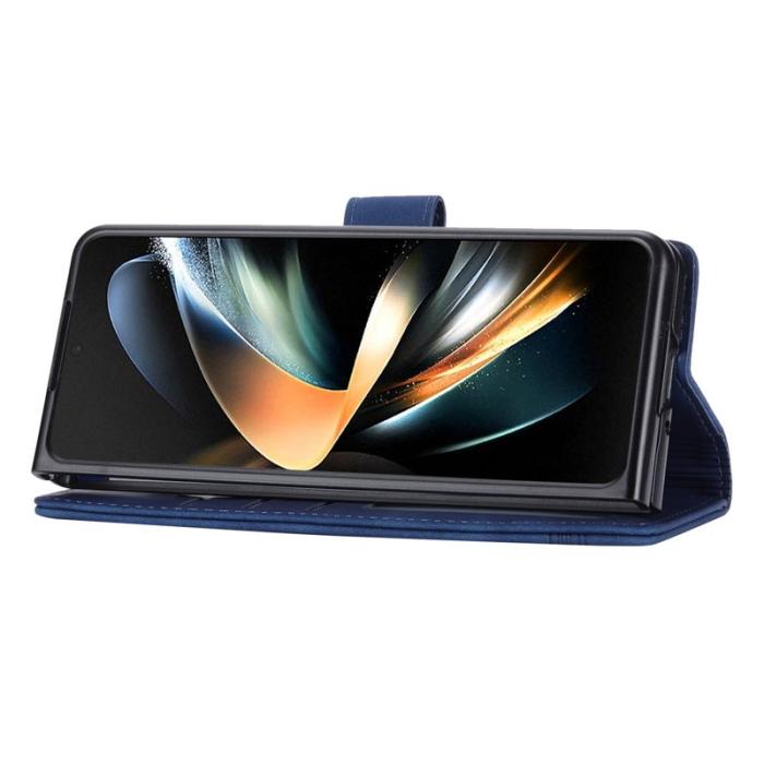 DIERFENG - DIERFENG DF-03 Samsung Galaxy Z Fold6 5G Fodral - Äkta läder - Blå