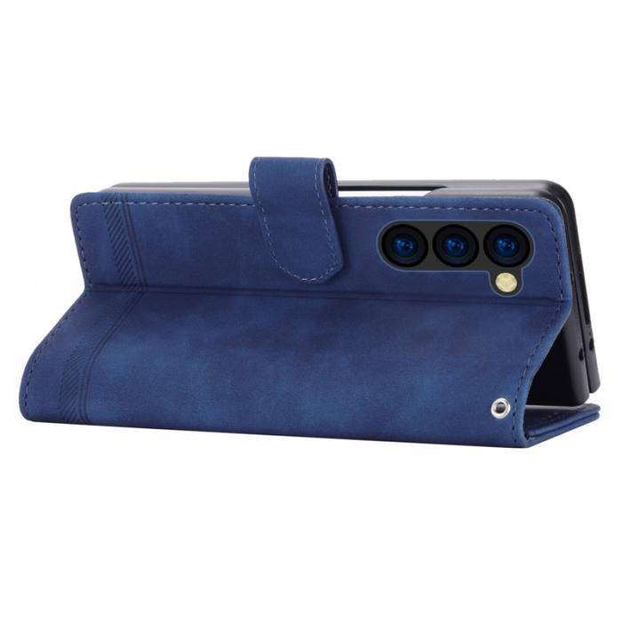 DIERFENG - DIERFENG DF-03 Samsung Galaxy Z Fold6 5G Fodral - Äkta läder - Blå