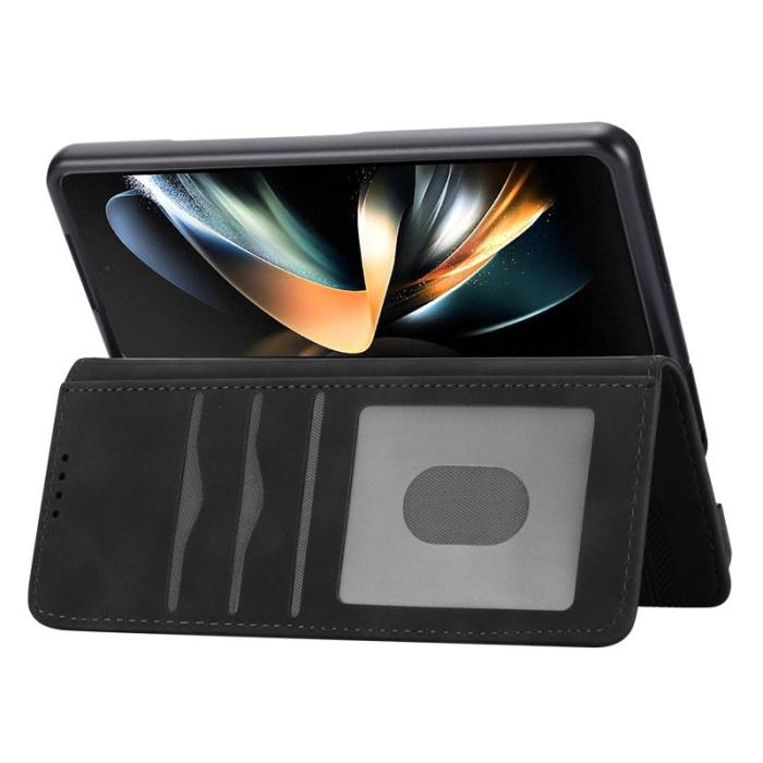 DIERFENG - DIERFENG DF-03 Samsung Galaxy Z Fold6 5G Fodral Äkta läder - Svart