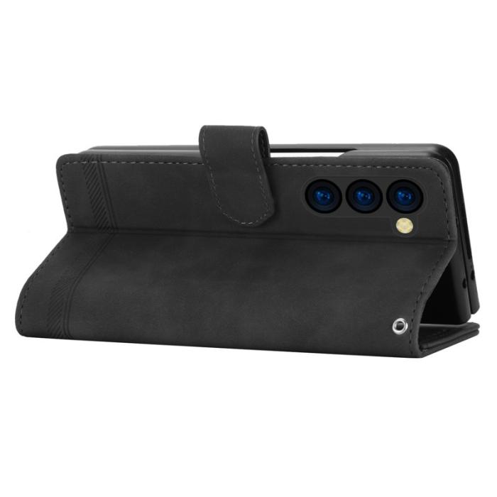 DIERFENG - DIERFENG DF-03 Samsung Galaxy Z Fold6 5G Fodral Äkta läder - Svart