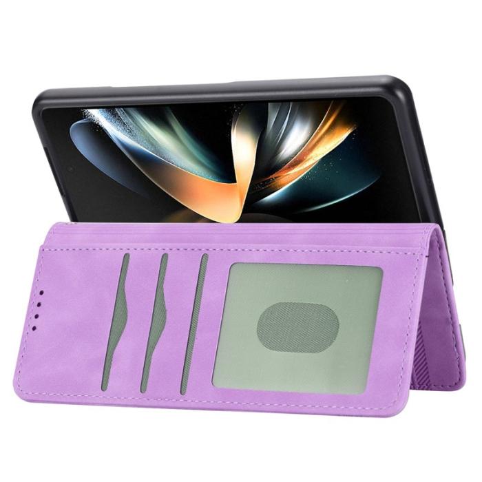 DIERFENG - DIERFENG DF-03 Samsung Galaxy Z Fold6 Fodral Äkta läder - Lila