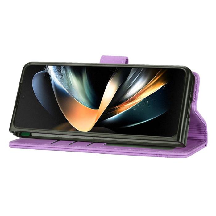 DIERFENG - DIERFENG DF-03 Samsung Galaxy Z Fold6 Fodral Äkta läder - Lila