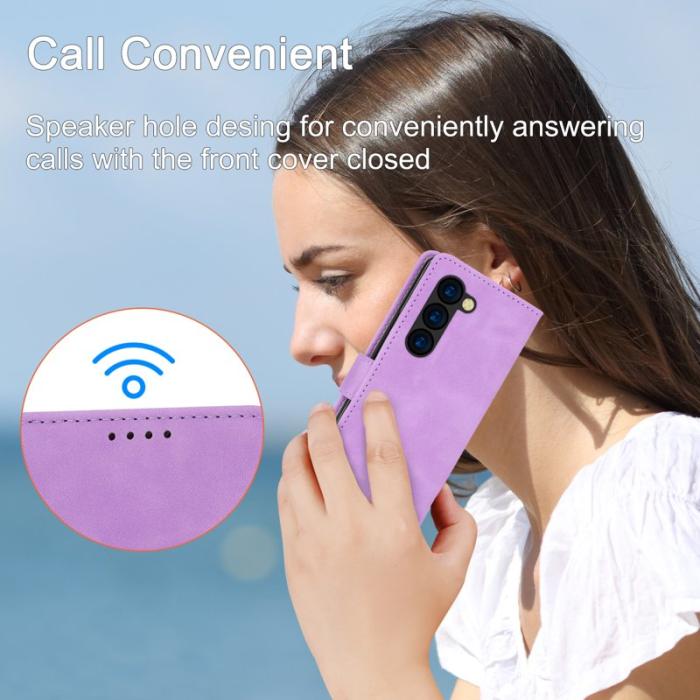 DIERFENG - DIERFENG DF-03 Samsung Galaxy Z Fold6 Fodral Äkta läder - Lila