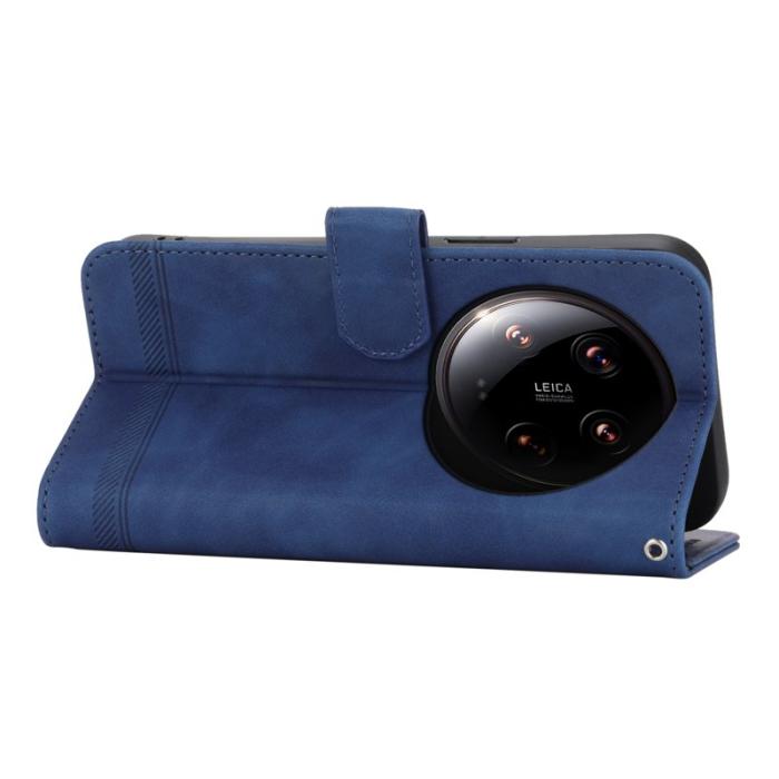 DIERFENG - DIERFENG DF-03 Wallet Fodral för Xiaomi 14 Ultra - Äkta läder - Blå