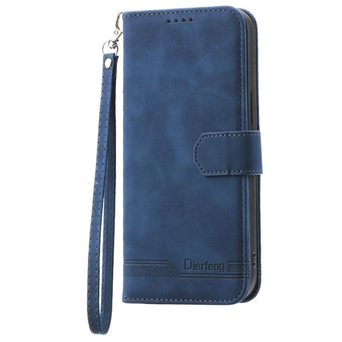 DIERFENG - DIERFENG DF-03 Wallet Fodral för Xiaomi 14 Ultra - Äkta läder - Blå