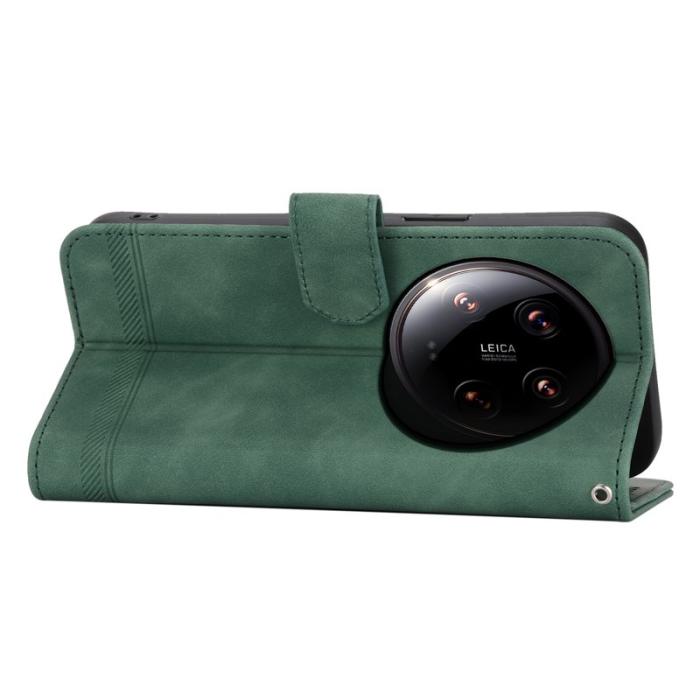 DIERFENG - DIERFENG DF-03 Wallet Fodral för Xiaomi 14 Ultra - Äkta läder - Grön