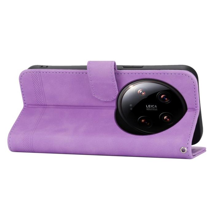 DIERFENG - DIERFENG DF-03 Wallet Fodral för Xiaomi 14 Ultra - Äkta läder - Lila
