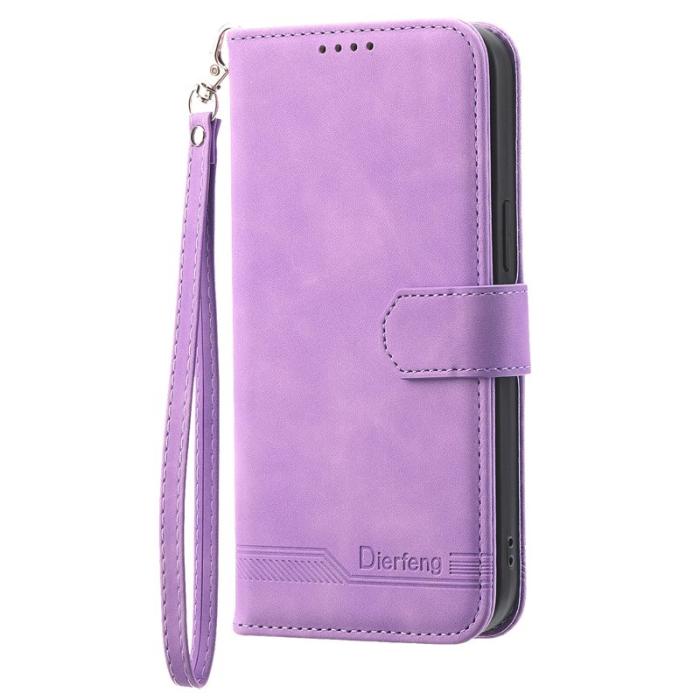 DIERFENG - DIERFENG DF-03 Wallet Fodral för Xiaomi 14 Ultra - Äkta läder - Lila