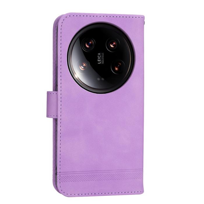 DIERFENG - DIERFENG DF-03 Wallet Fodral för Xiaomi 14 Ultra - Äkta läder - Lila