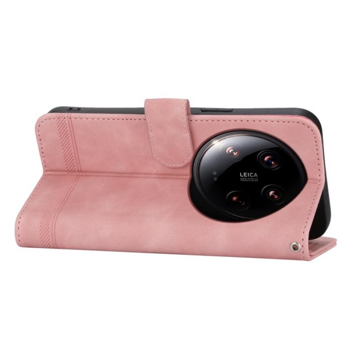 DIERFENG - DIERFENG DF-03 Wallet Fodral för Xiaomi 14 Ultra - Konstläder - Pink
