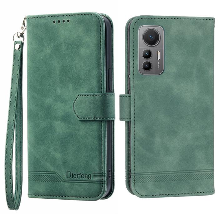 DIERFENG - DIERFENG DF-03 Xiaomi 12 Lite 5G Fodral Äkta läder - Grön