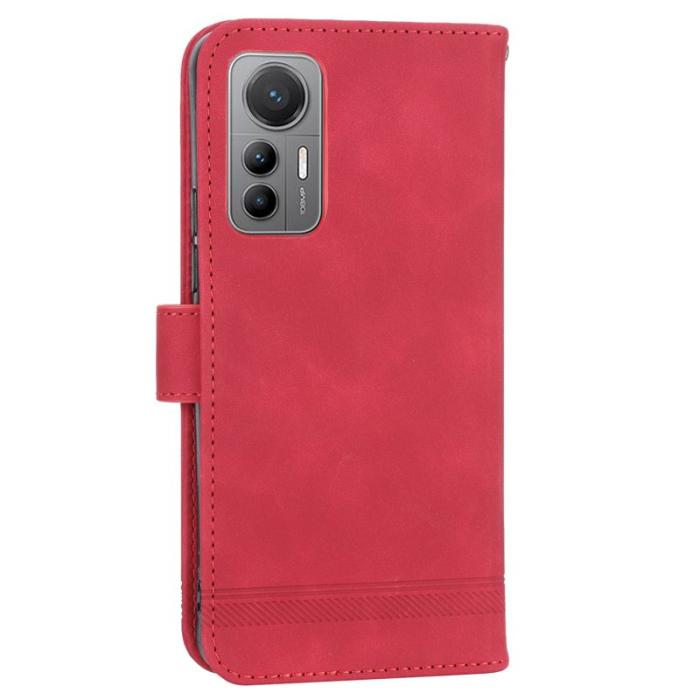 DIERFENG - DIERFENG DF-03 Xiaomi 12 Lite 5G Fodral Äkta läder - Röd