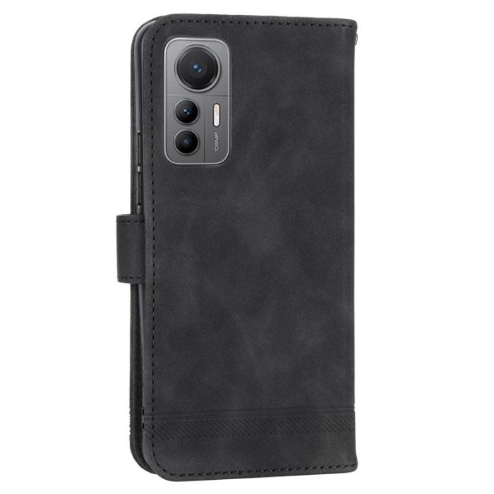 DIERFENG - DIERFENG DF-03 Xiaomi 12 Lite 5G Fodral Äkta läder - Svart