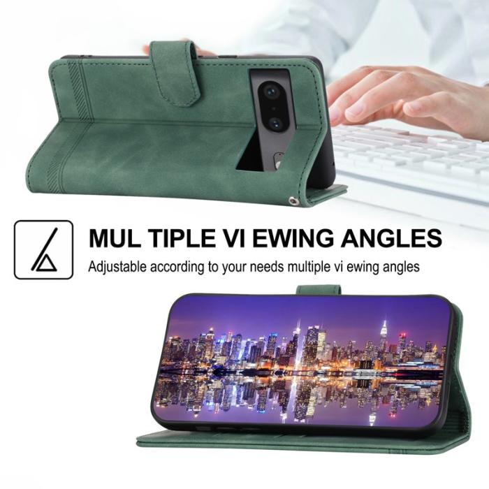 DIERFENG - DIERFENG Google Pixel 7 5G Fodral DF-03 Flip Äkta läder - Grön