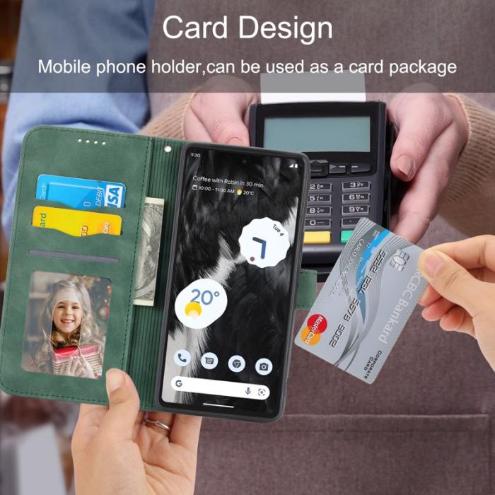 DIERFENG - DIERFENG Google Pixel 7 5G Fodral DF-03 Flip Äkta läder - Grön