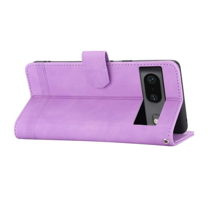 DIERFENG - DIERFENG Google Pixel 7 5G Fodral DF-03 Flip Äkta läder - Lila