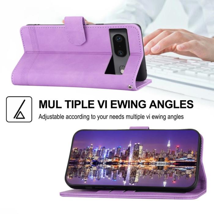 DIERFENG - DIERFENG Google Pixel 7 5G Fodral DF-03 Flip Äkta läder - Lila