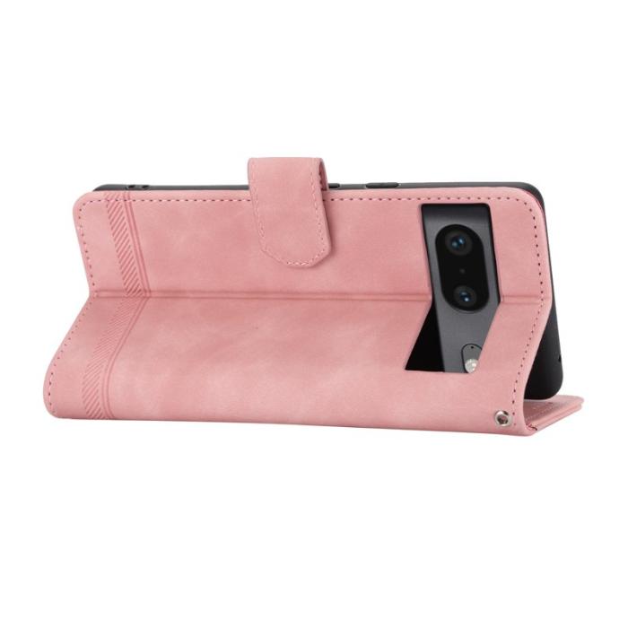 DIERFENG - DIERFENG Google Pixel 7 5G Fodral DF-03 Flip Äkta läder - Rosa
