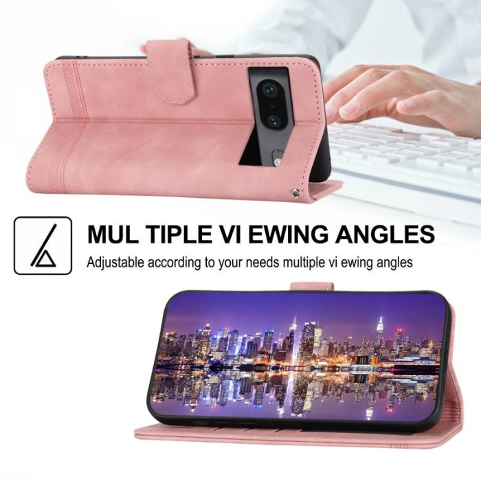 DIERFENG - DIERFENG Google Pixel 7 5G Fodral DF-03 Flip Äkta läder - Rosa