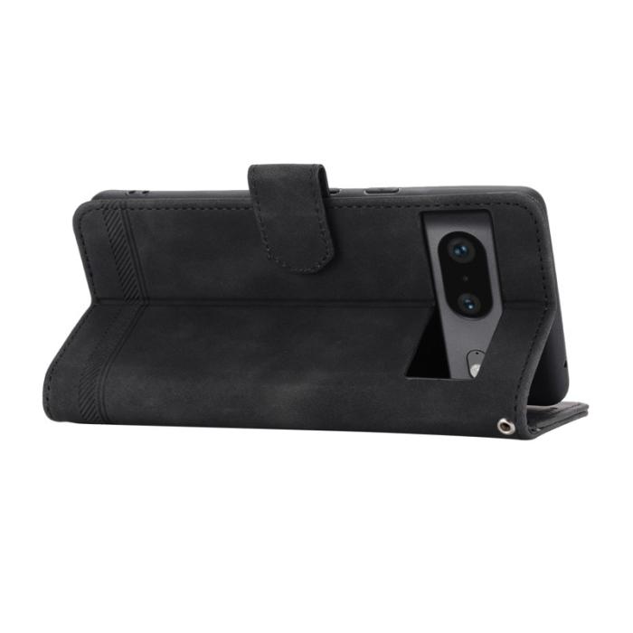 DIERFENG - DIERFENG Google Pixel 7 5G Fodral DF-03 Flip Äkta läder - Svart